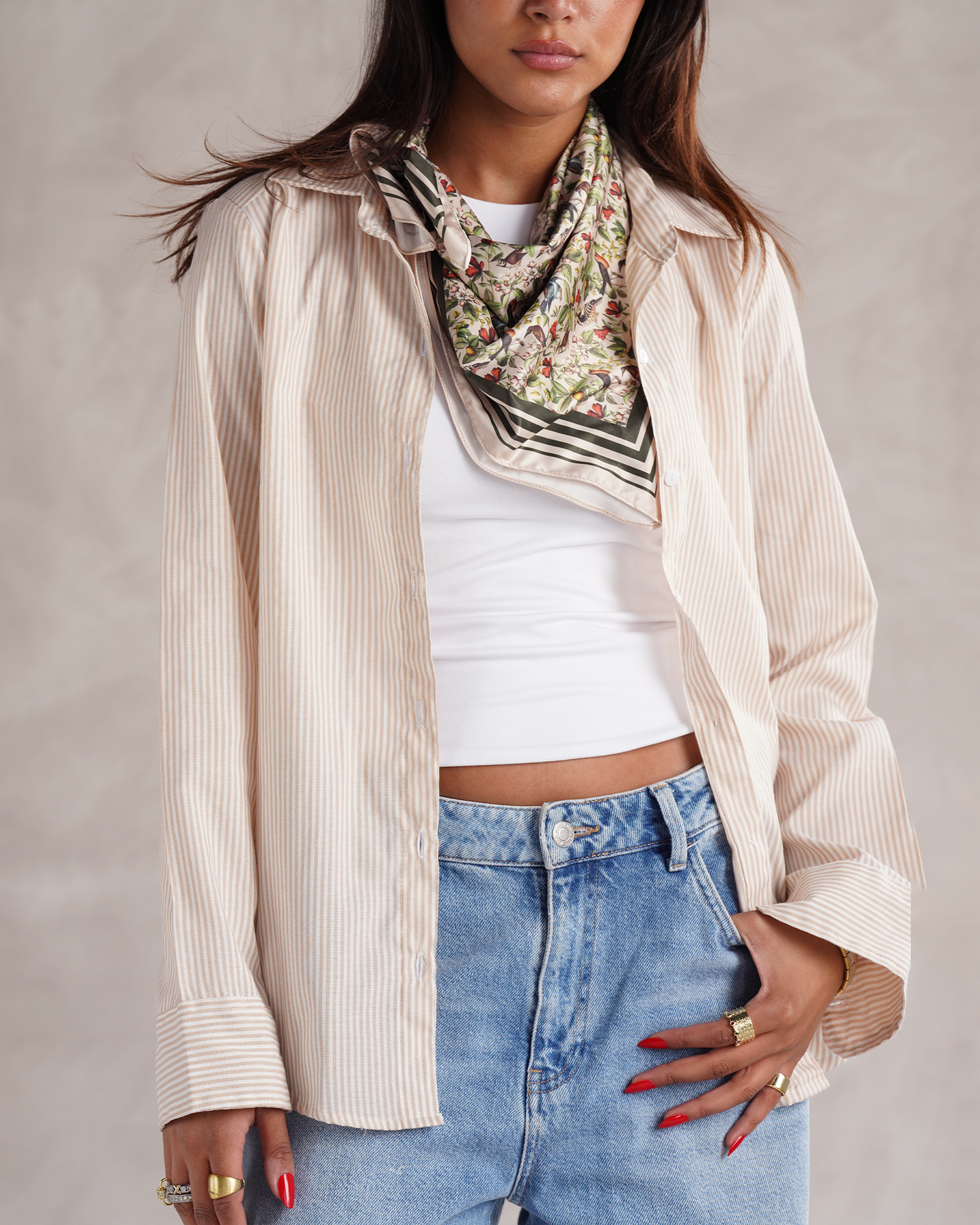 Beige Pinstriped Shirt
