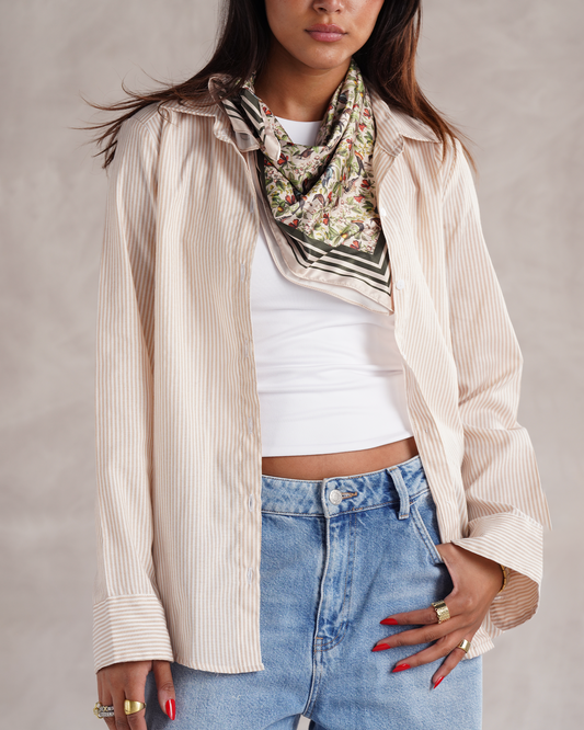 Beige Pinstriped Shirt