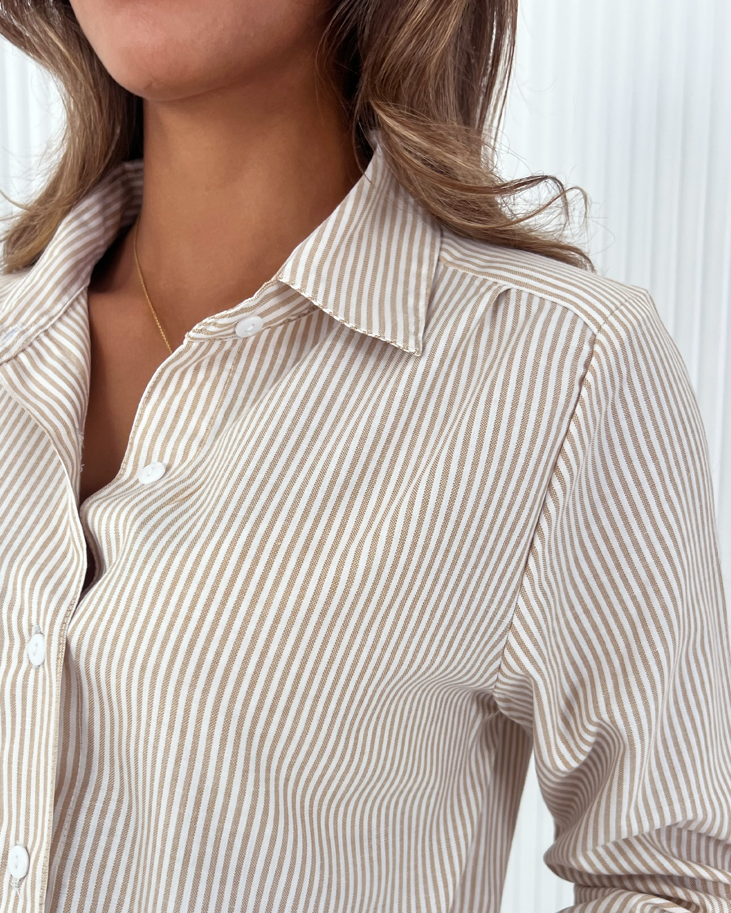 Beige Pinstriped Shirt