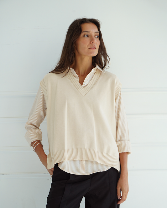 Beige Knit Vest