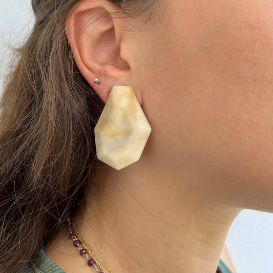 Beige Rock Statement Earrings