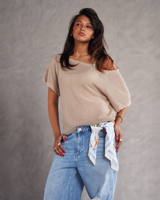 Beige Knit T-shirt