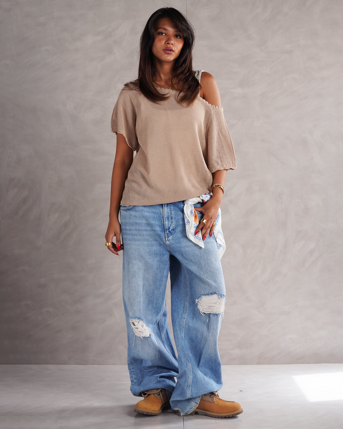 Beige Knit T-shirt