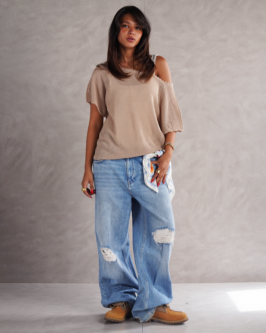 Beige Knit T-shirt