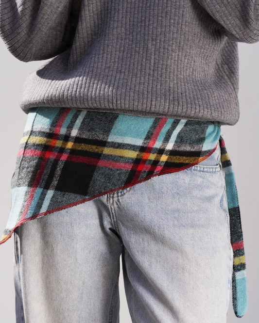 Turquoise Flannel Scarf Belt
