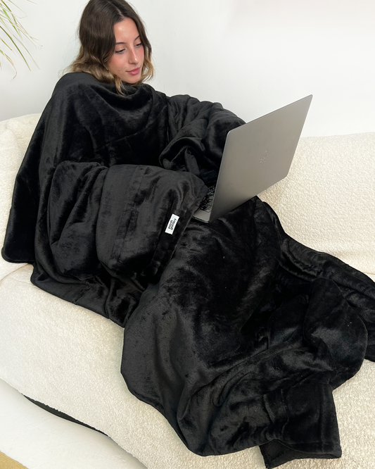 Black Couch Blanket With Sleeves