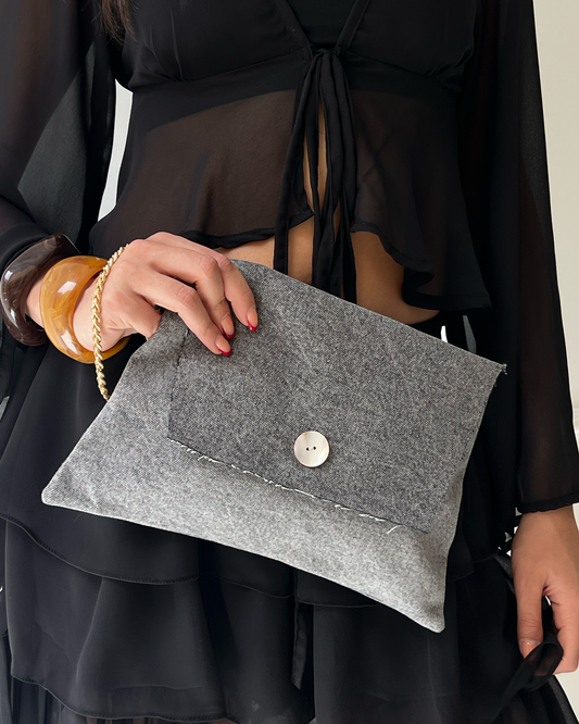 Black Denim Clutch