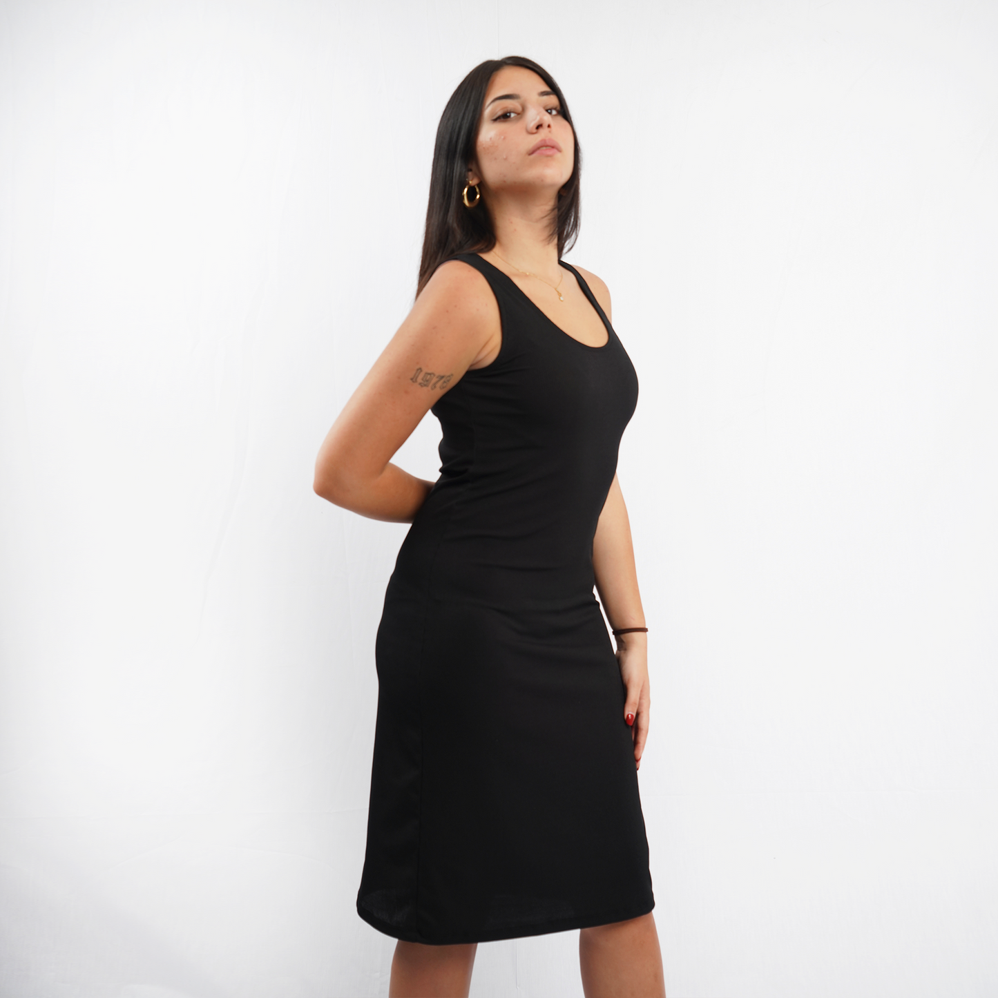 Black Ribbed Basic Dress