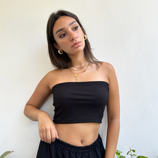 Black Ribbed Tube Top