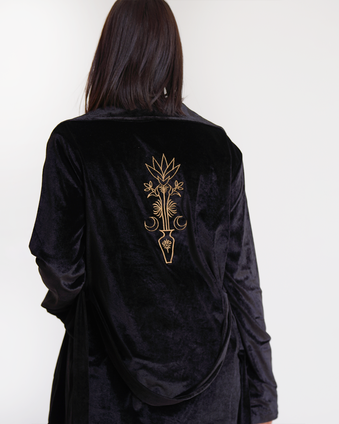 Black Velvet Embroidered Blazer