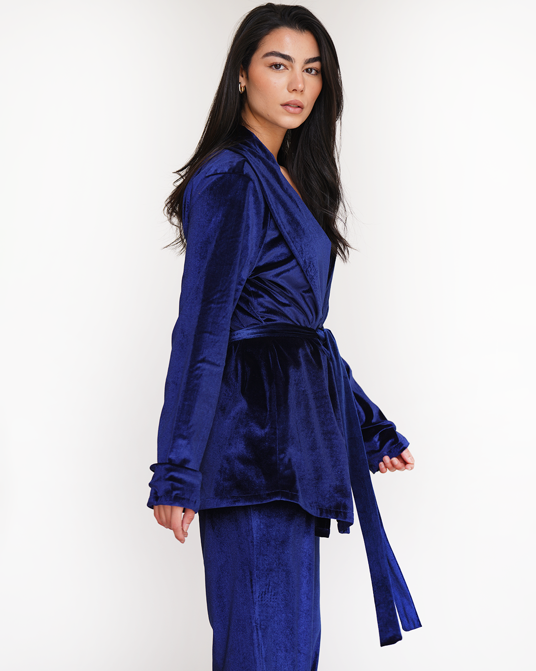 Blue Velvet Embroidered Blazer