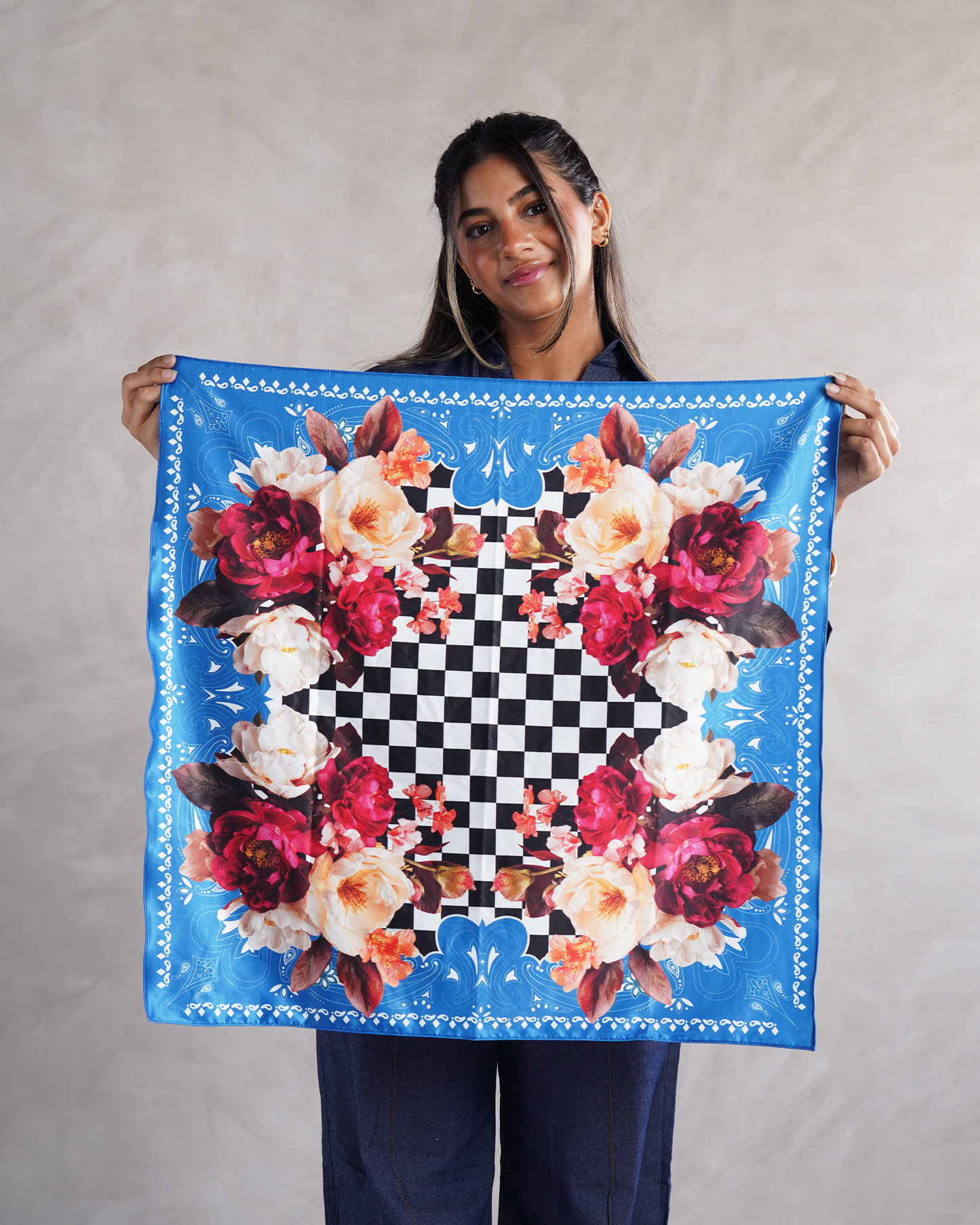 Blue Rose Bandana Scarf