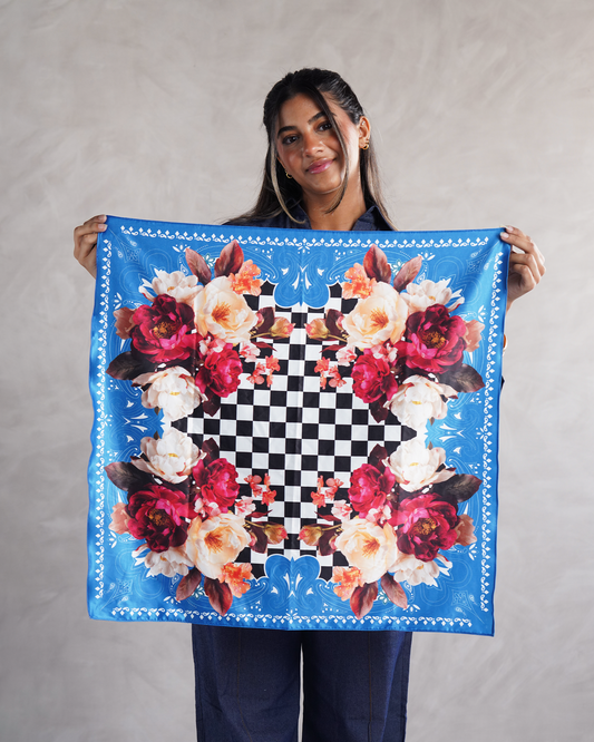 Blue Rose Bandana Scarf
