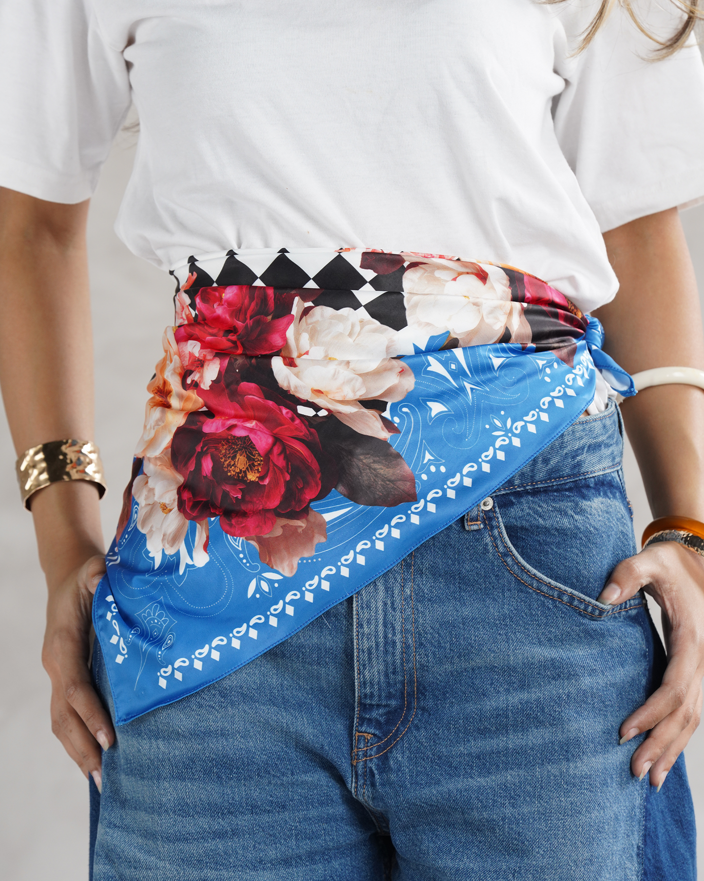 Blue Rose Bandana Scarf