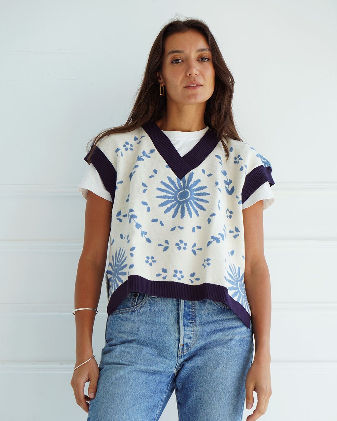 Blue Ceramic Knit Vest