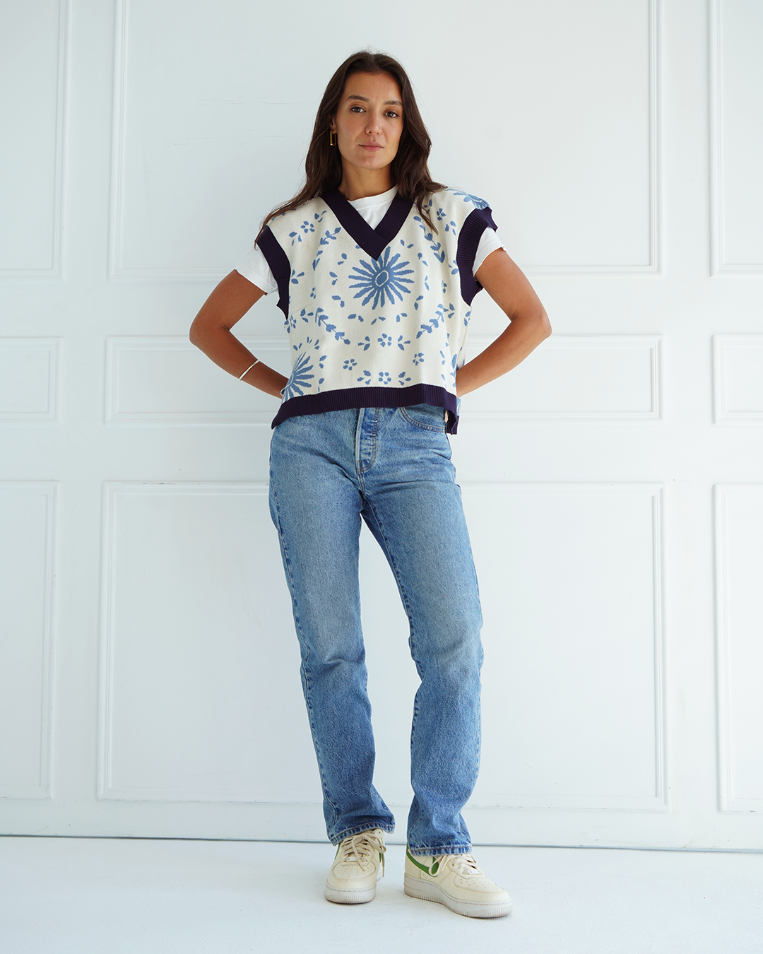 Blue Ceramic Knit Vest