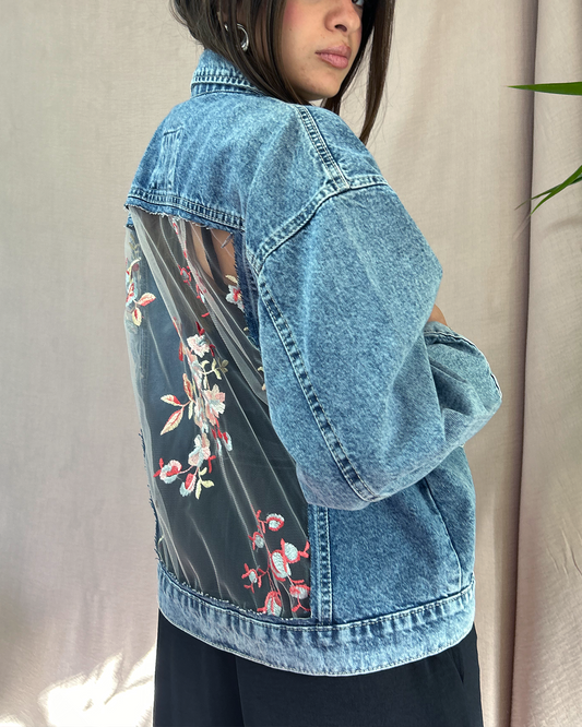 90's Blue Lace Denim Jacket