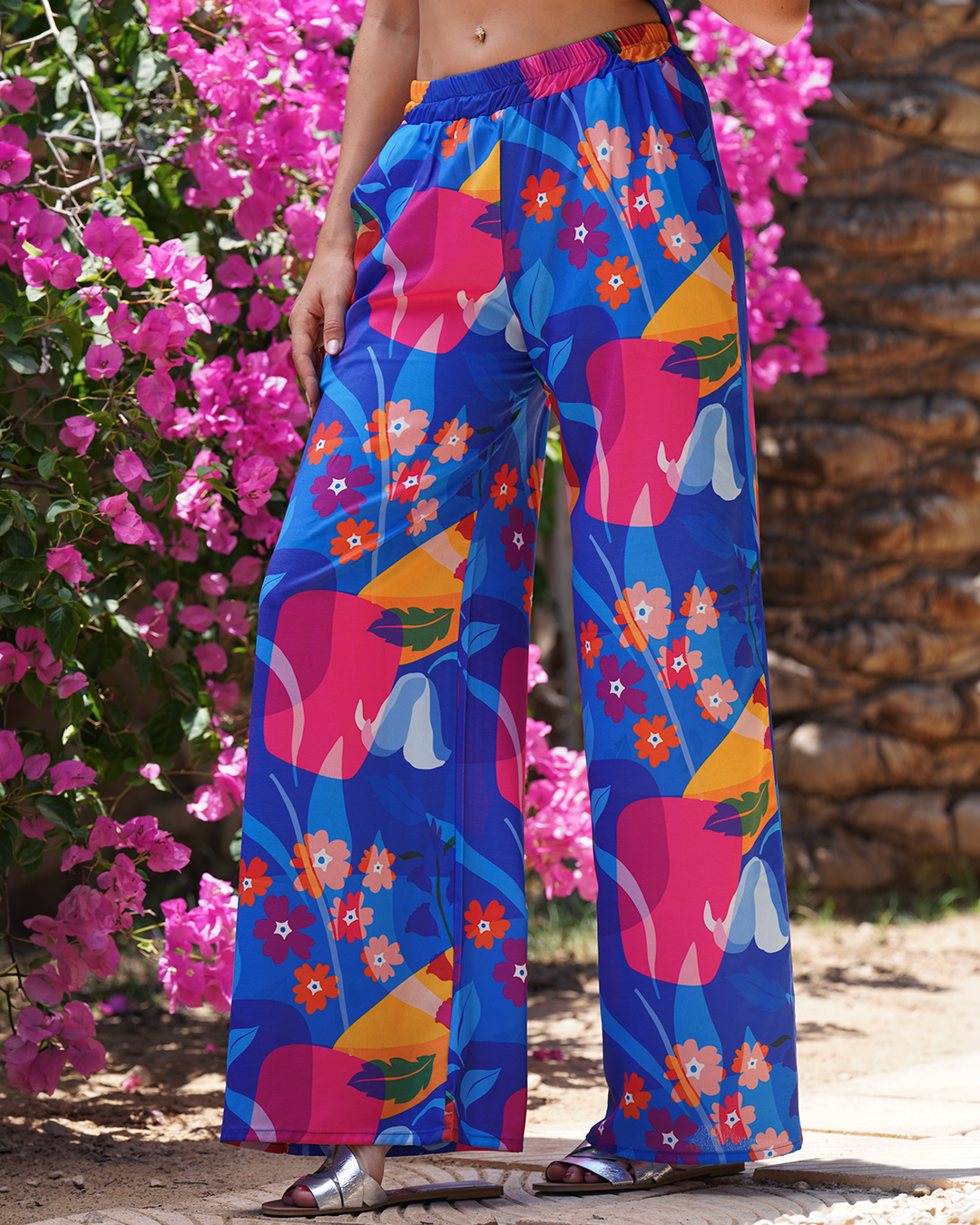 Blue Flower Loose Pants