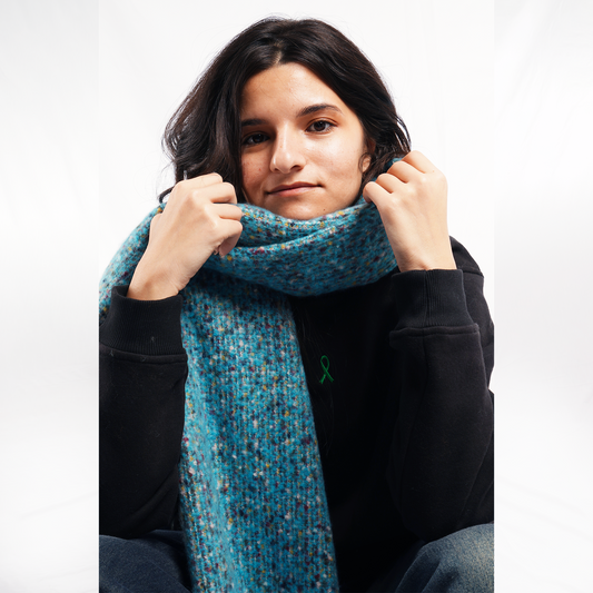 Dotted Blue Fluffy winter scarf Scarf