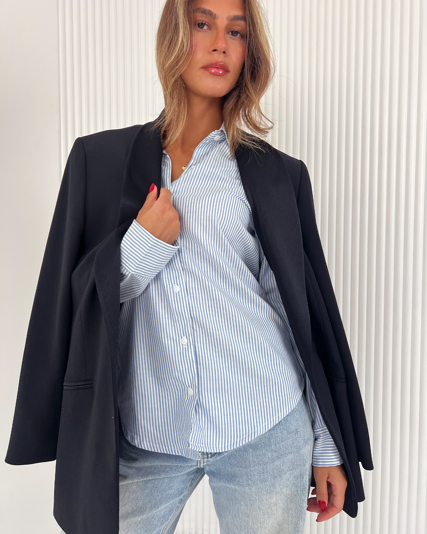 Blue Premium Cotton Striped Shirt