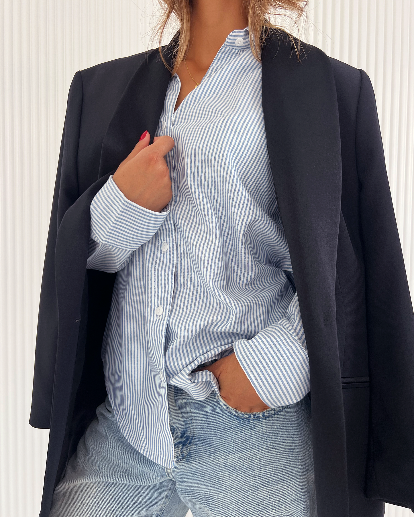 Blue Premium Cotton Striped Shirt