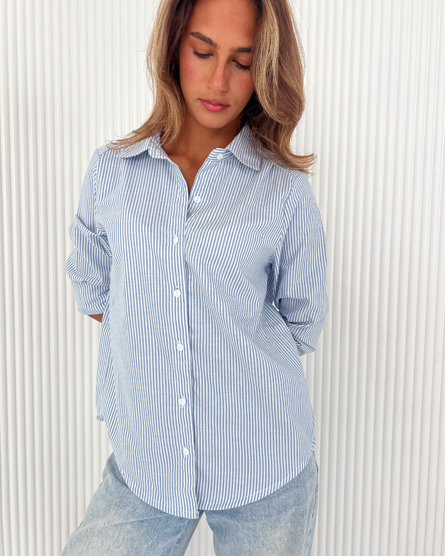 Blue Premium Cotton Striped Shirt