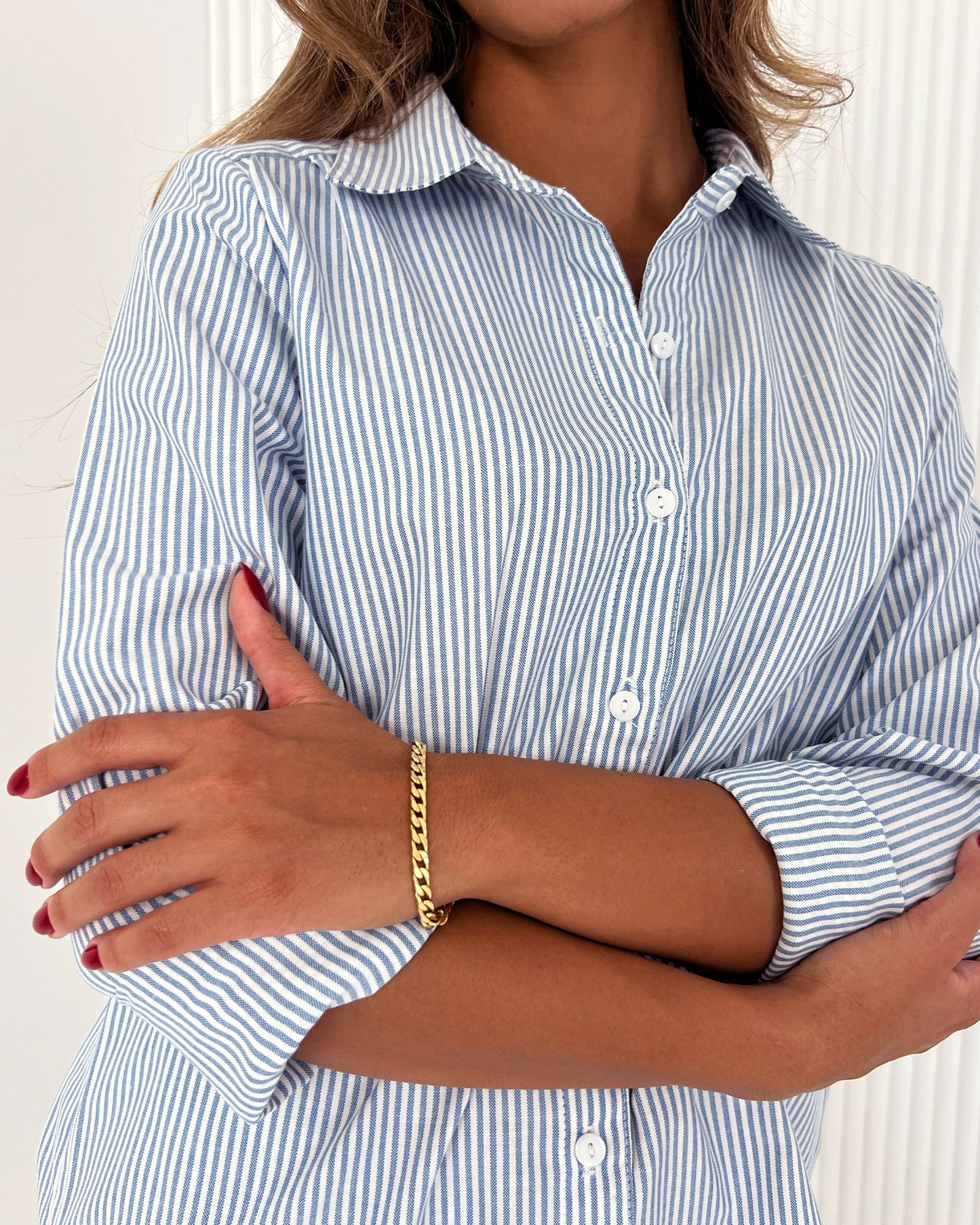 Blue Premium Cotton Striped Shirt