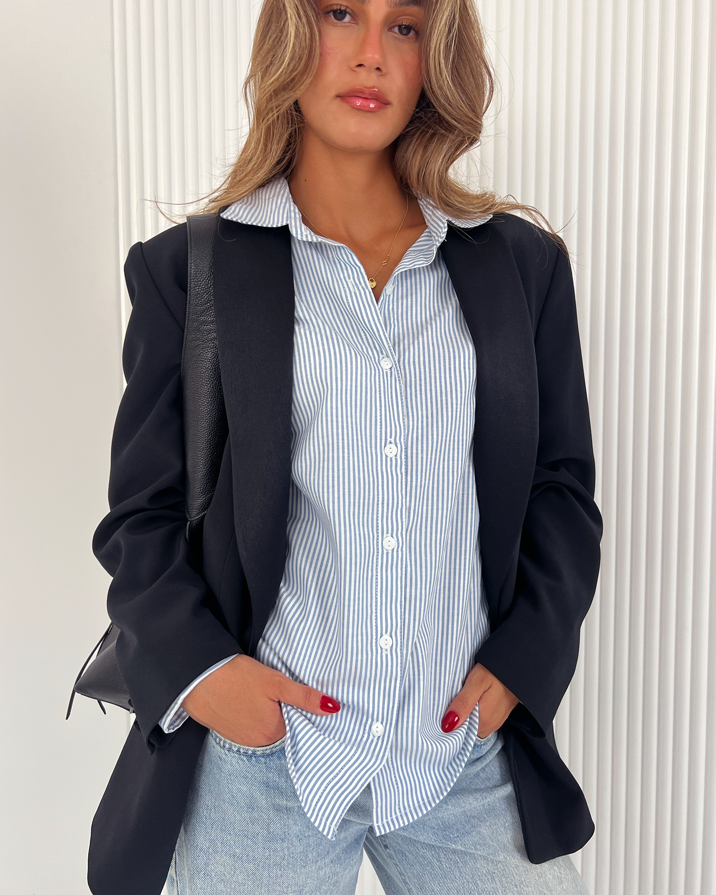 Blue Premium Cotton Striped Shirt
