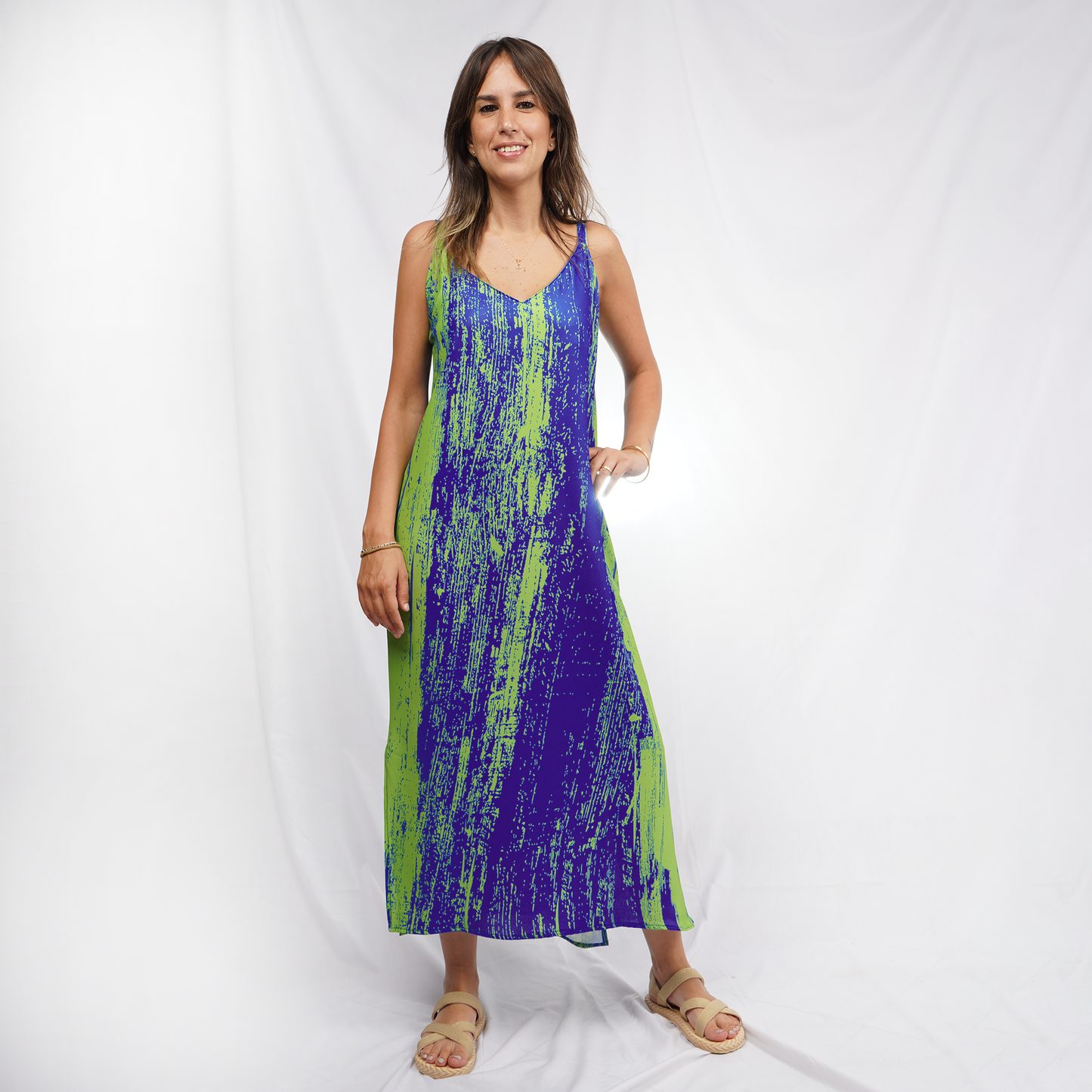 Blue Stroke Midi Summer Dress