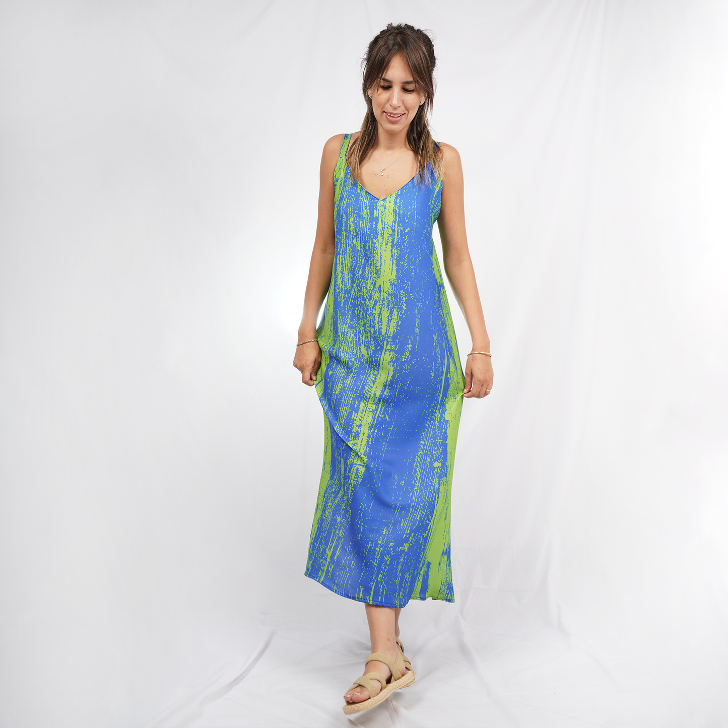 Blue Stroke Midi Summer Dress