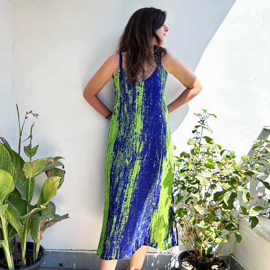 Blue Stroke Midi Summer Dress