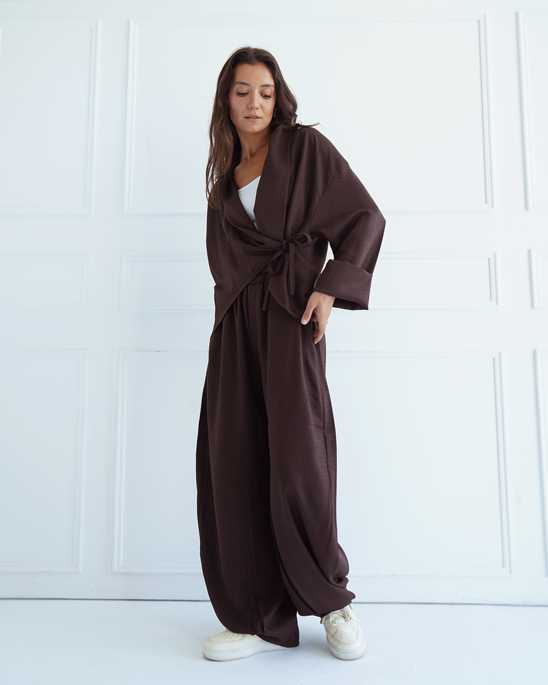 Brown Wrap Cardigan Top