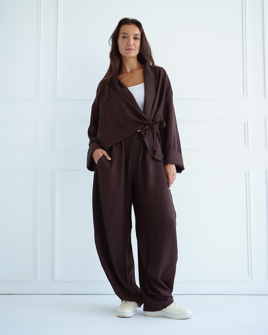 Brown Wrap Cardigan Top