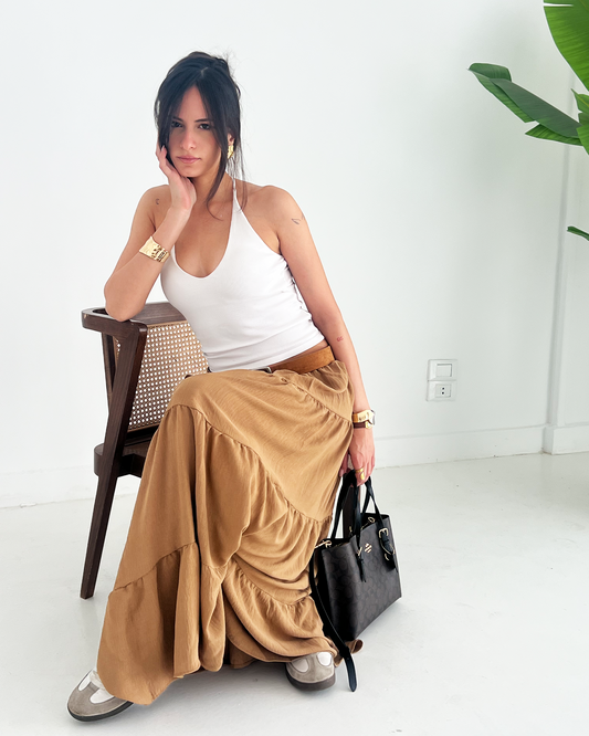 Brown Tiered Boho Skirt