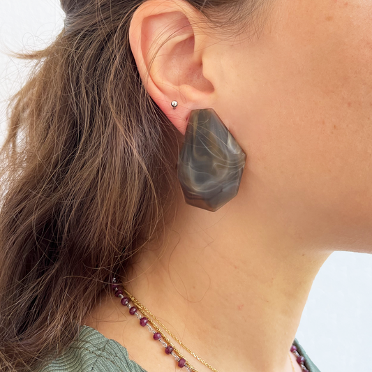 Brown Rock Statement Earrings