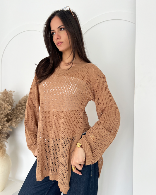Brown Summer Knit top