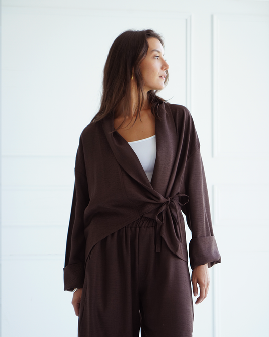Brown Wrap Cardigan Top
