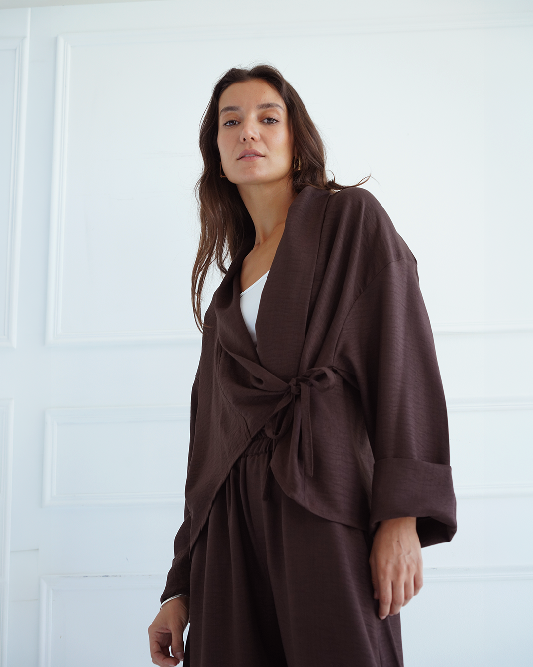 Brown Wrap Cardigan Top