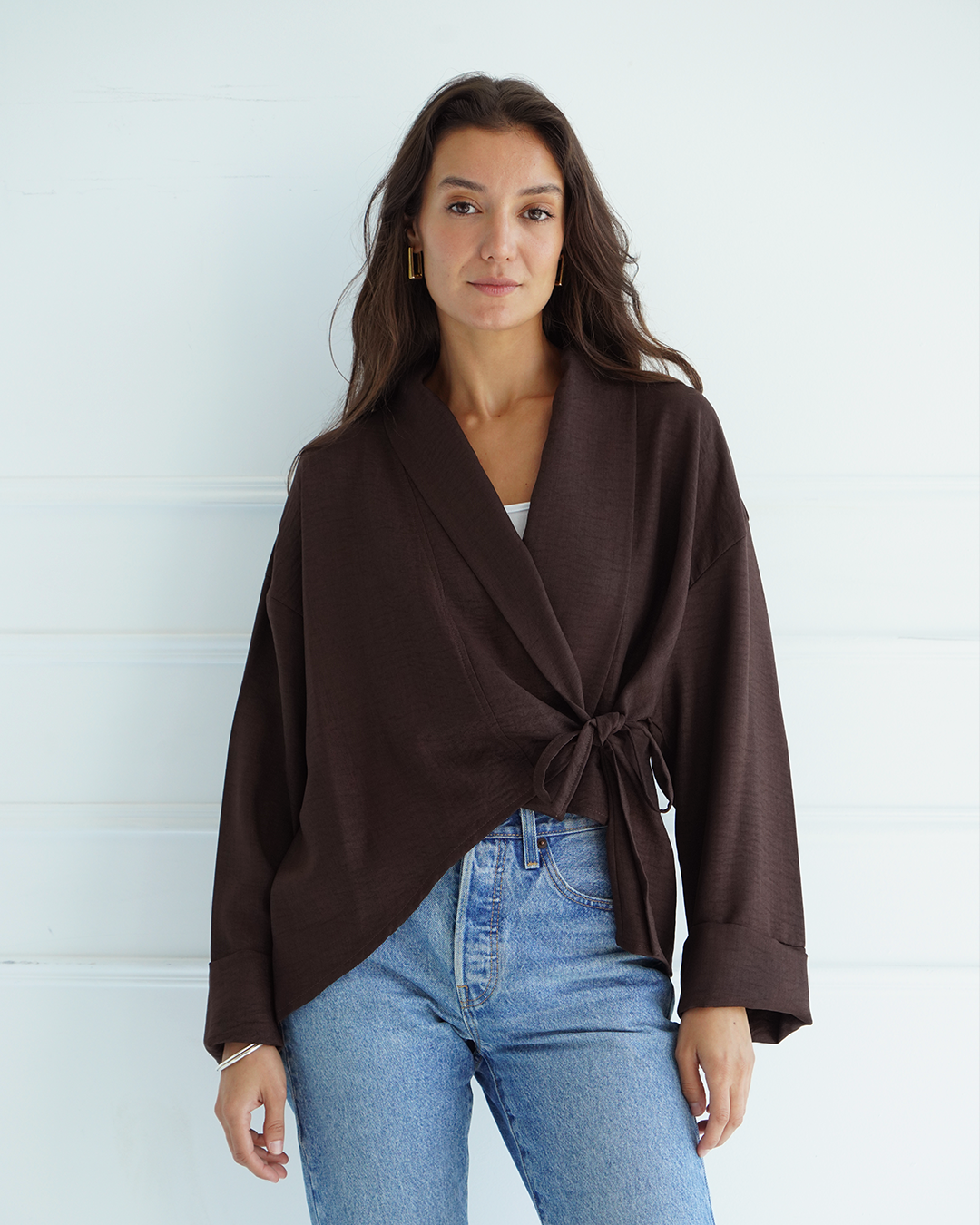 Brown Wrap Cardigan Top