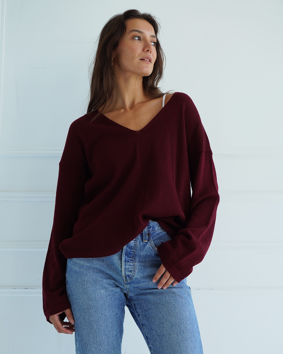 Burgundy Light Knit Top