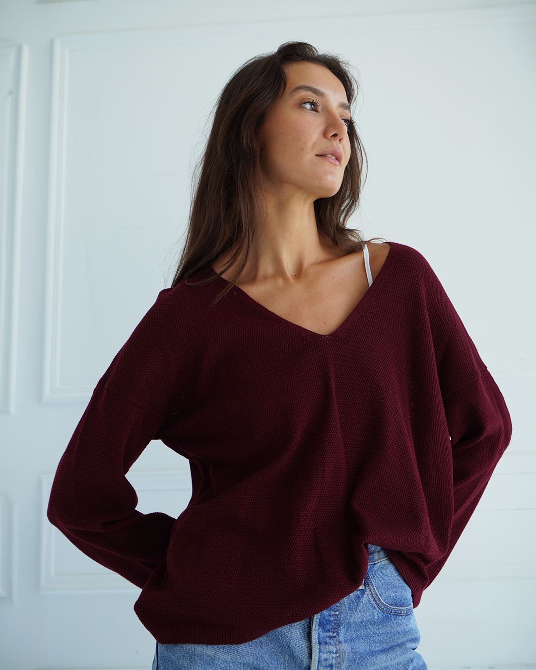 Burgundy Light Knit Top