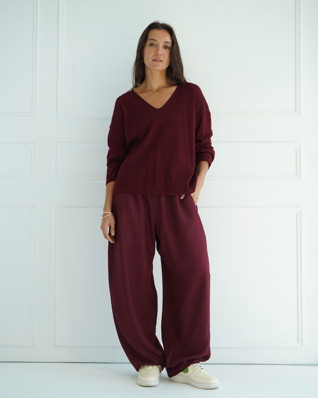Burgundy Light Knit Top