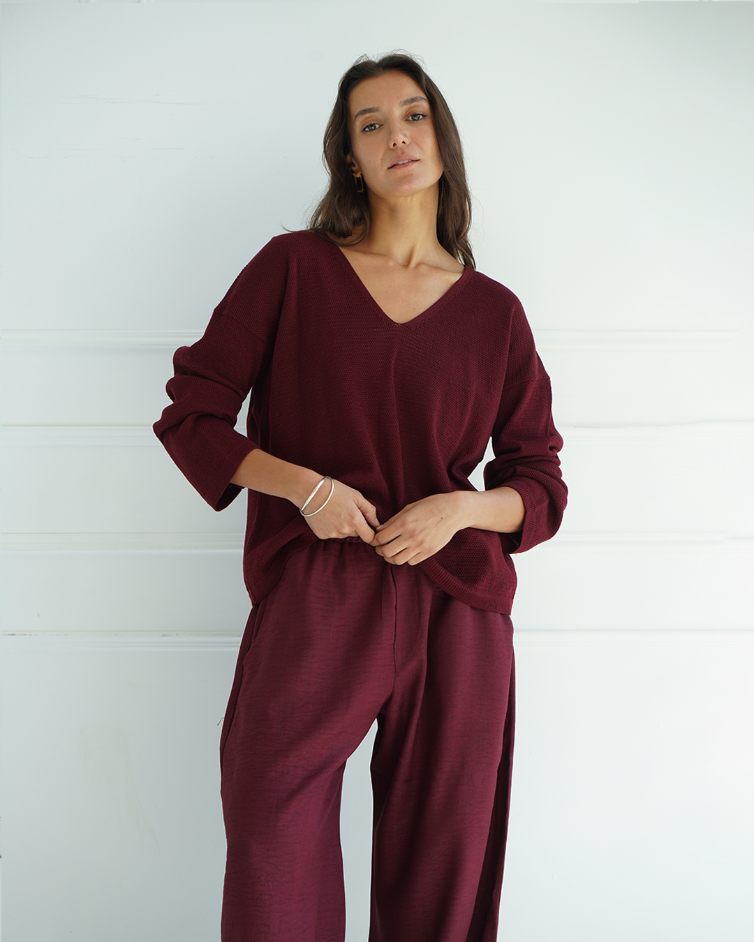 Burgundy Light Knit Top