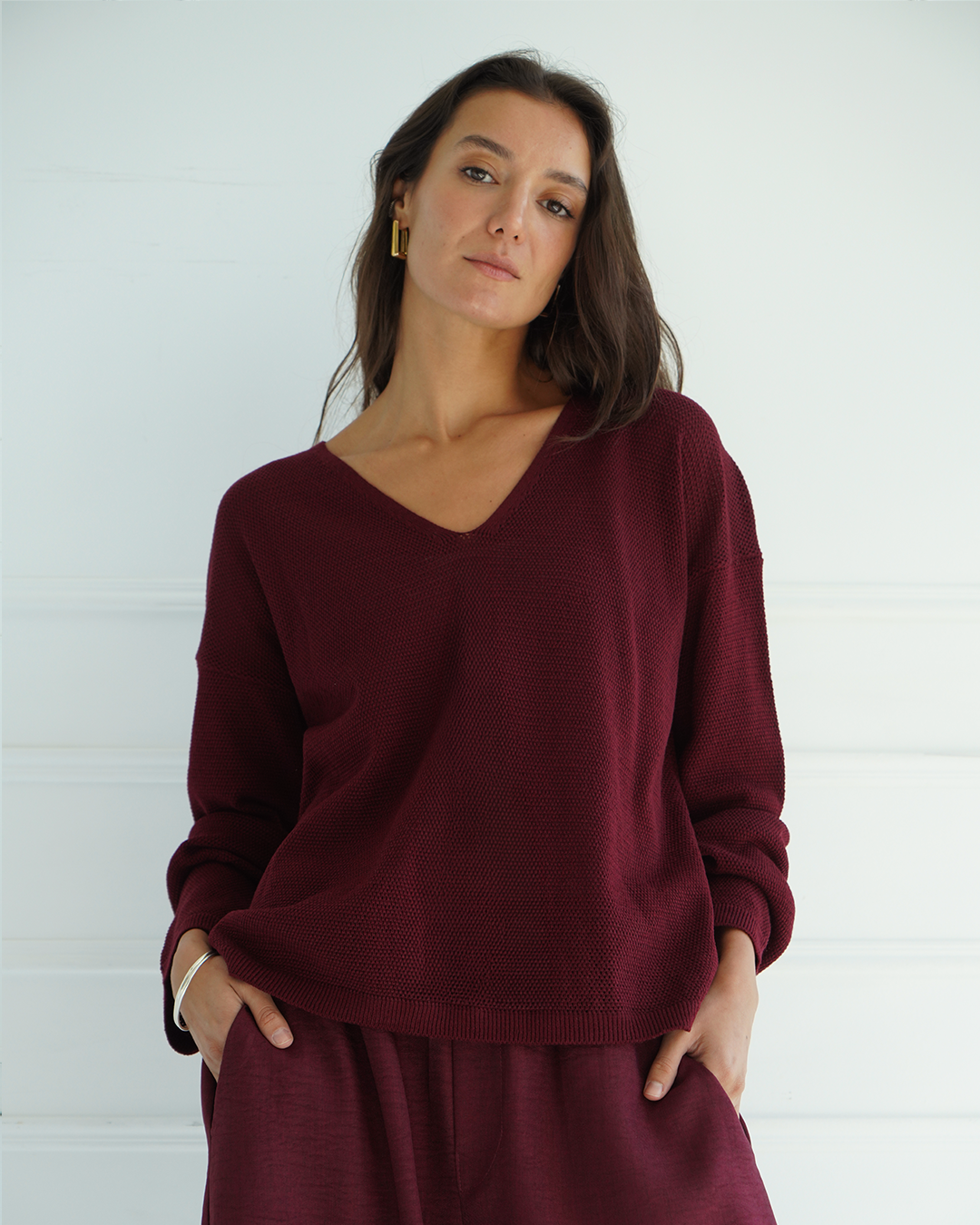 Burgundy Light Knit Top