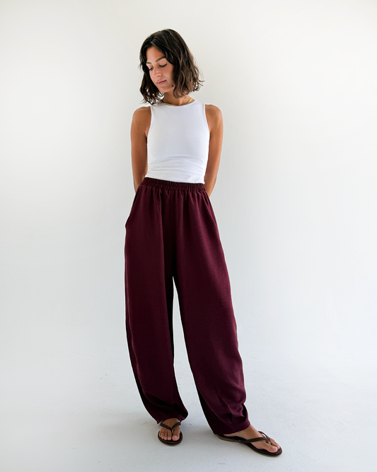Burgundy Balloon Pants
