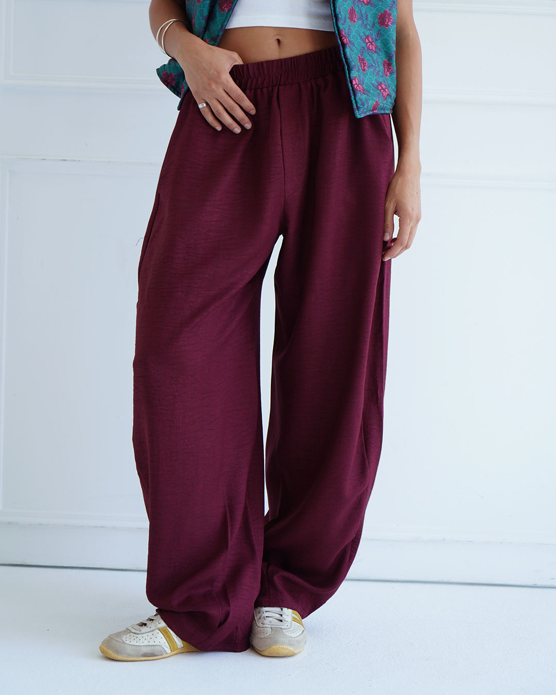 Burgundy Balloon Pants
