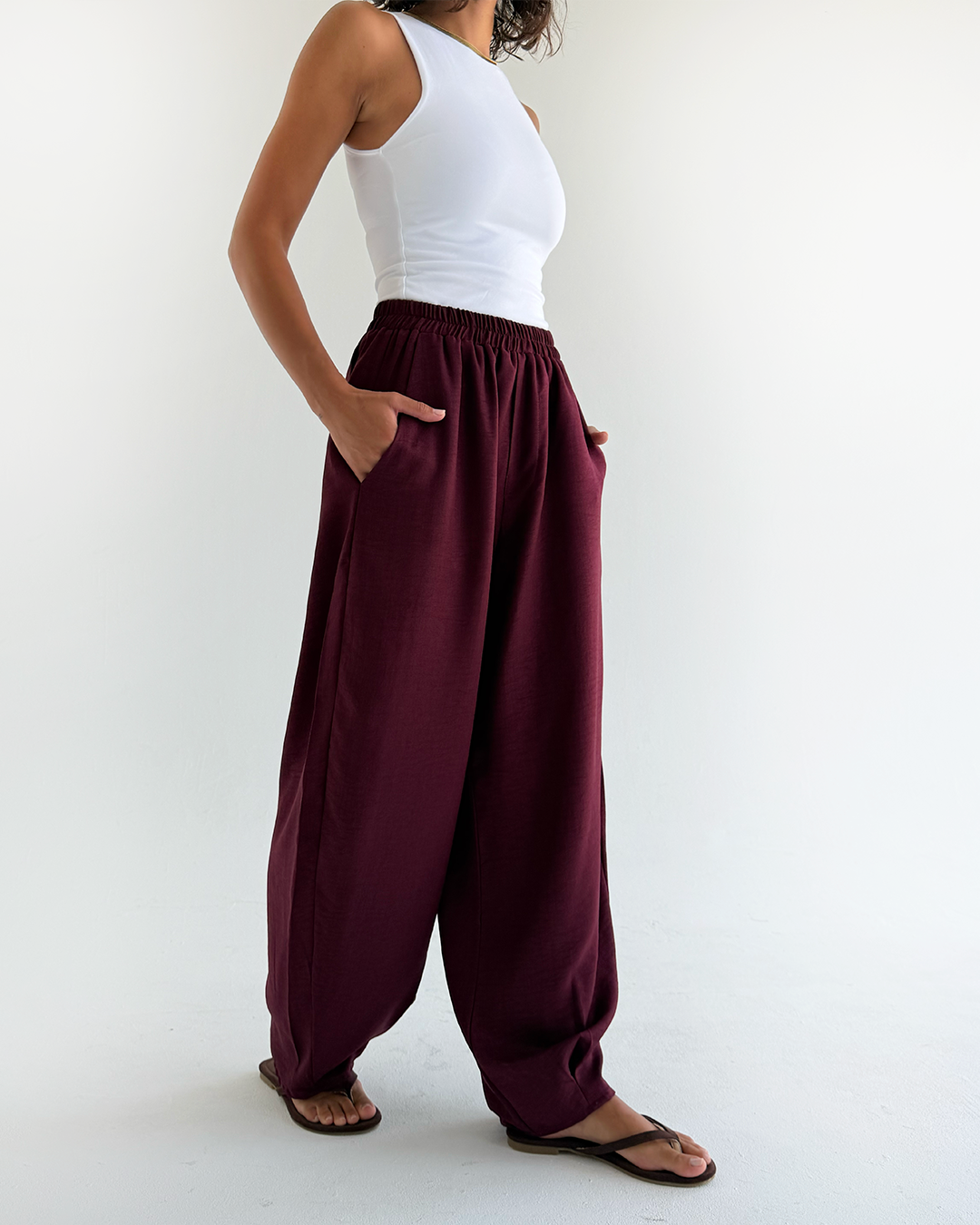 Burgundy Balloon Pants