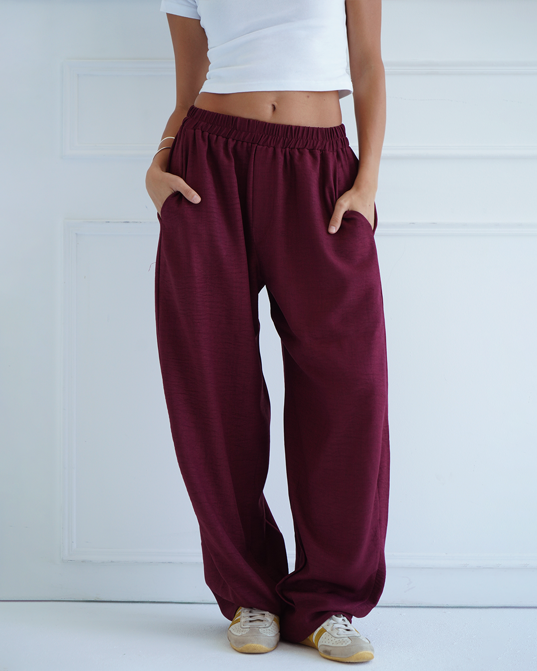 Burgundy Balloon Pants