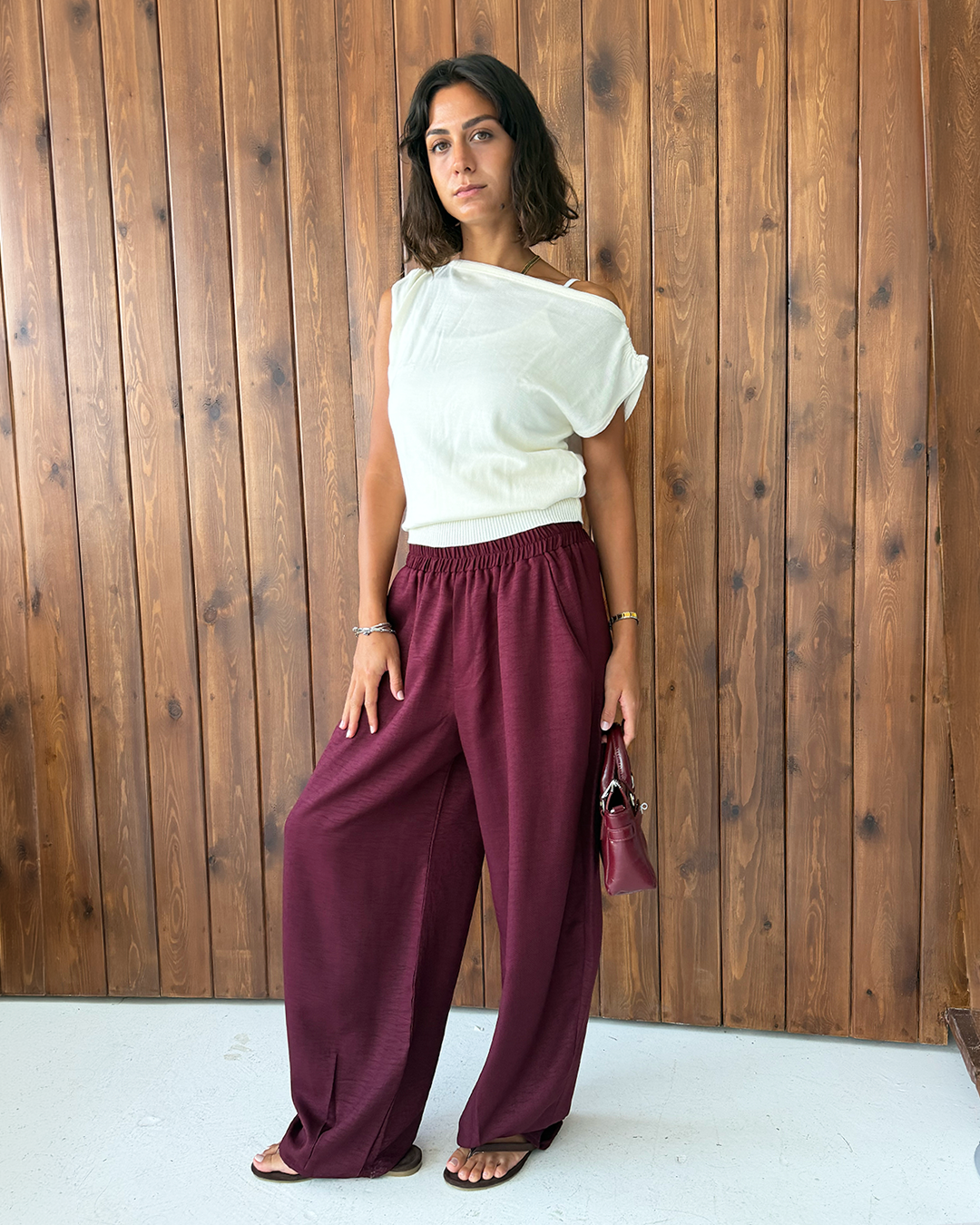 Burgundy Balloon Pants