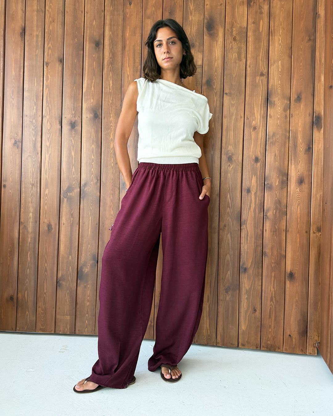 Burgundy Balloon Pants